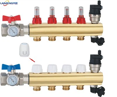 Nrig Colleadors Brass Dej Dej Manifold Nrog Flow Meter Rau Pem Teb Kub Tshuab Yam